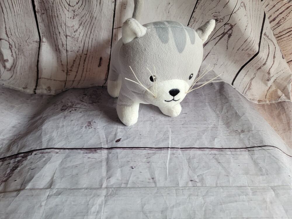H&M Home Gray & White Kitty Cat Kitten Plush Stuffed Animal Toy Tiger Stripes
